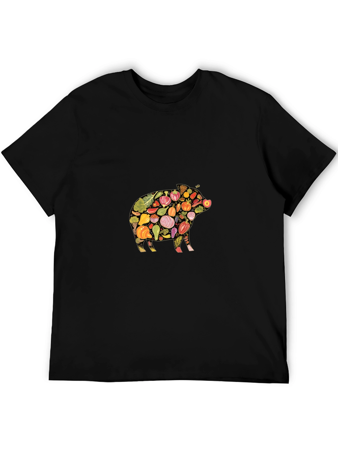 Veggie Pig Black T-Shirt - Unique Food Lover Design