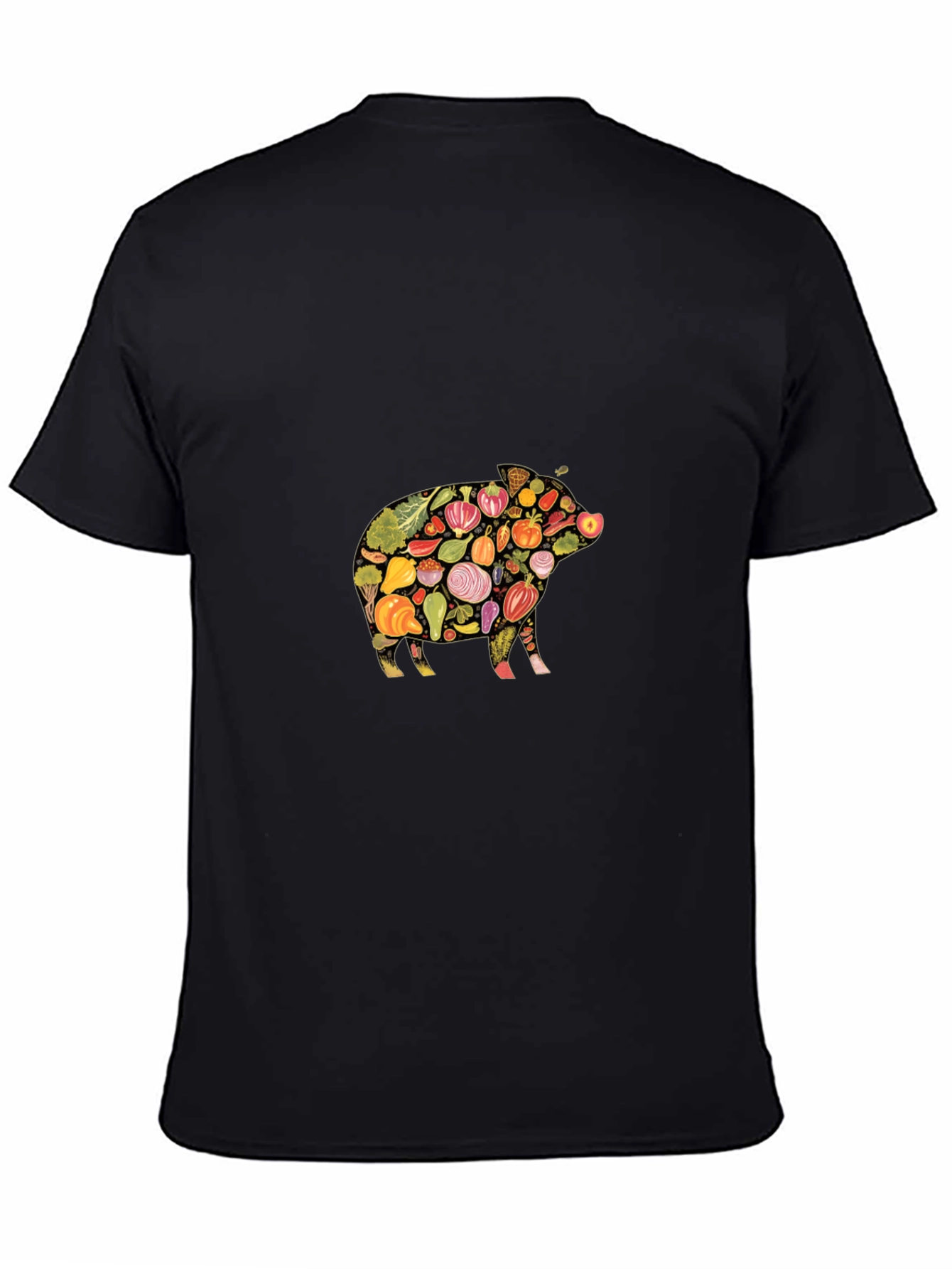 Veggie Pig Black T-Shirt - Unique Food Lover Design