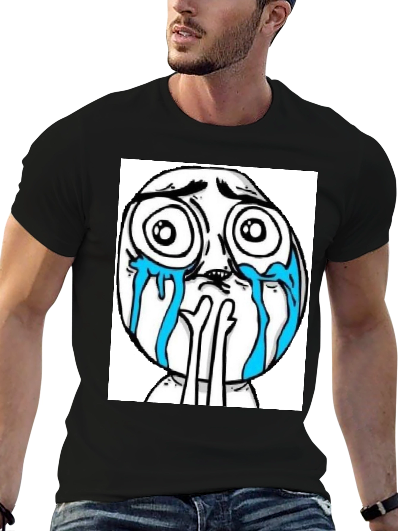 Meme Face Graphic Black T-Shirt