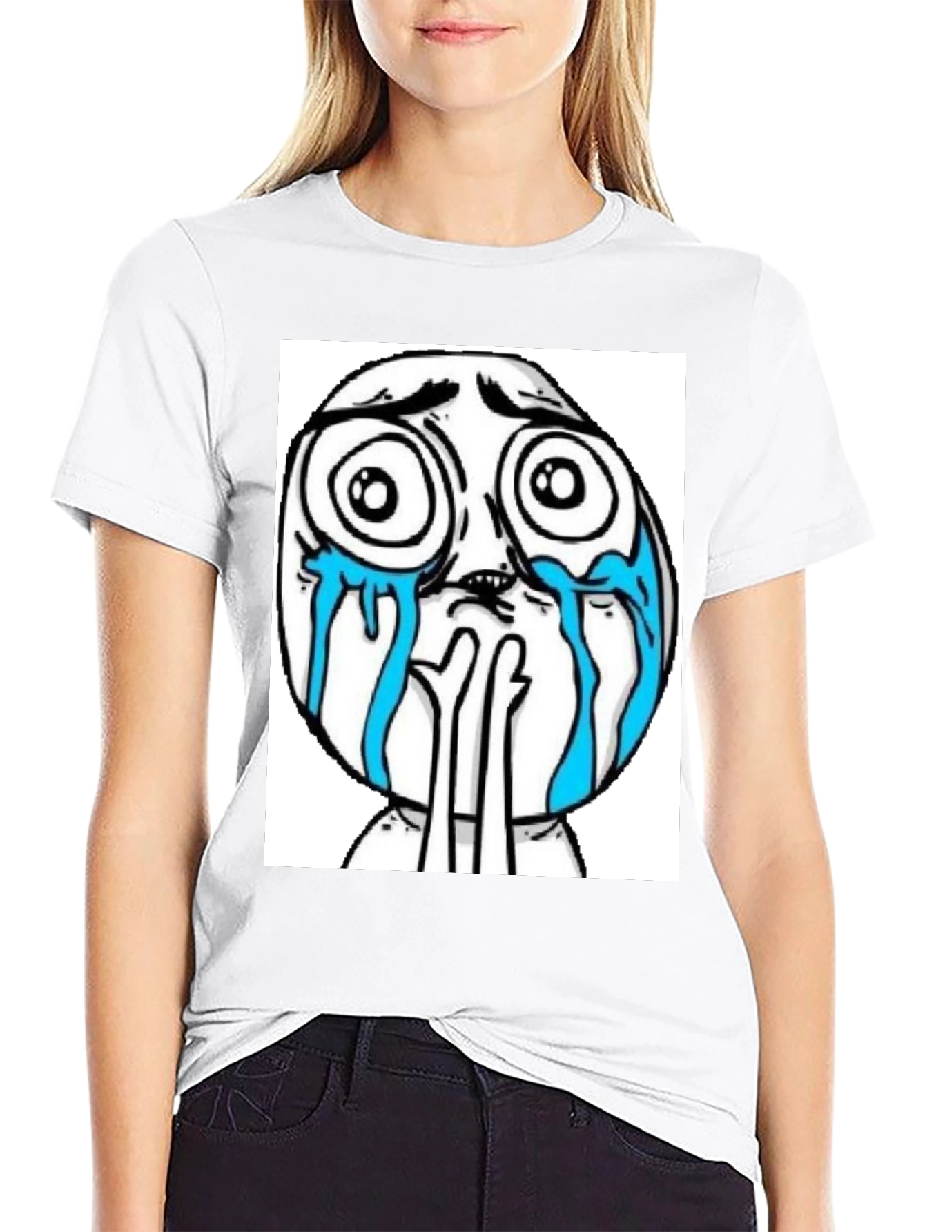 Meme Face Graphic Black T-Shirt