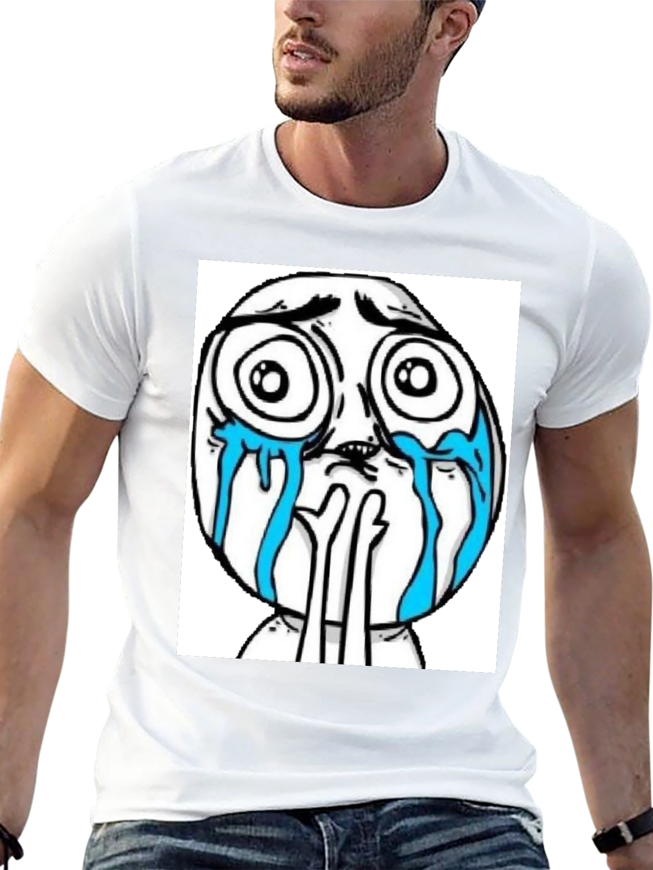 Meme Face Graphic Black T-Shirt