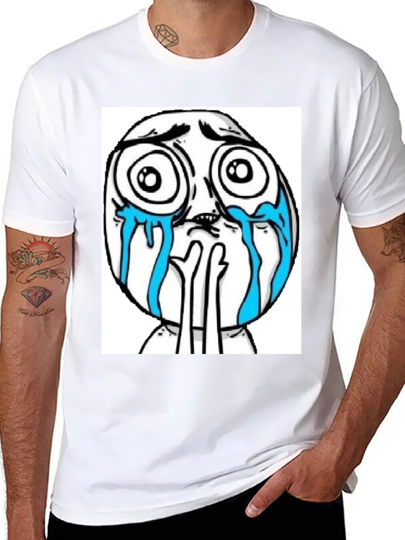 Meme Face Graphic Black T-Shirt