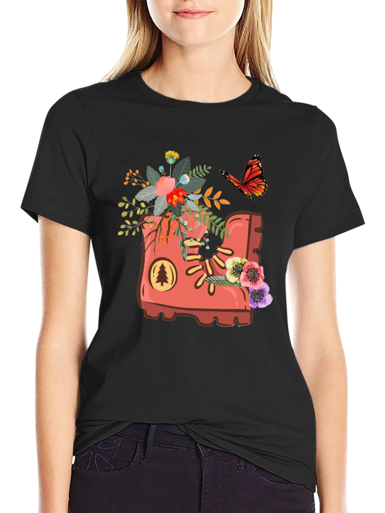 Floral Boot Graphic T-Shirt