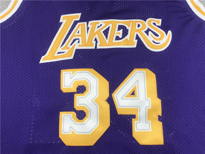 Men's Los Angeles Lakers Shaquille O'Neal #34 Purple 1996-97 Classics Jerseys