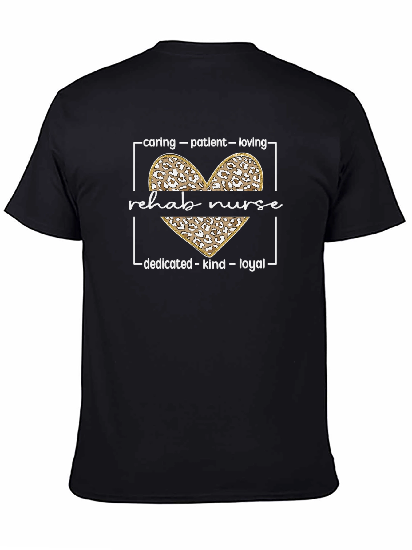 Rehab Nurse Leopard Heart Graphic T-Shirt
