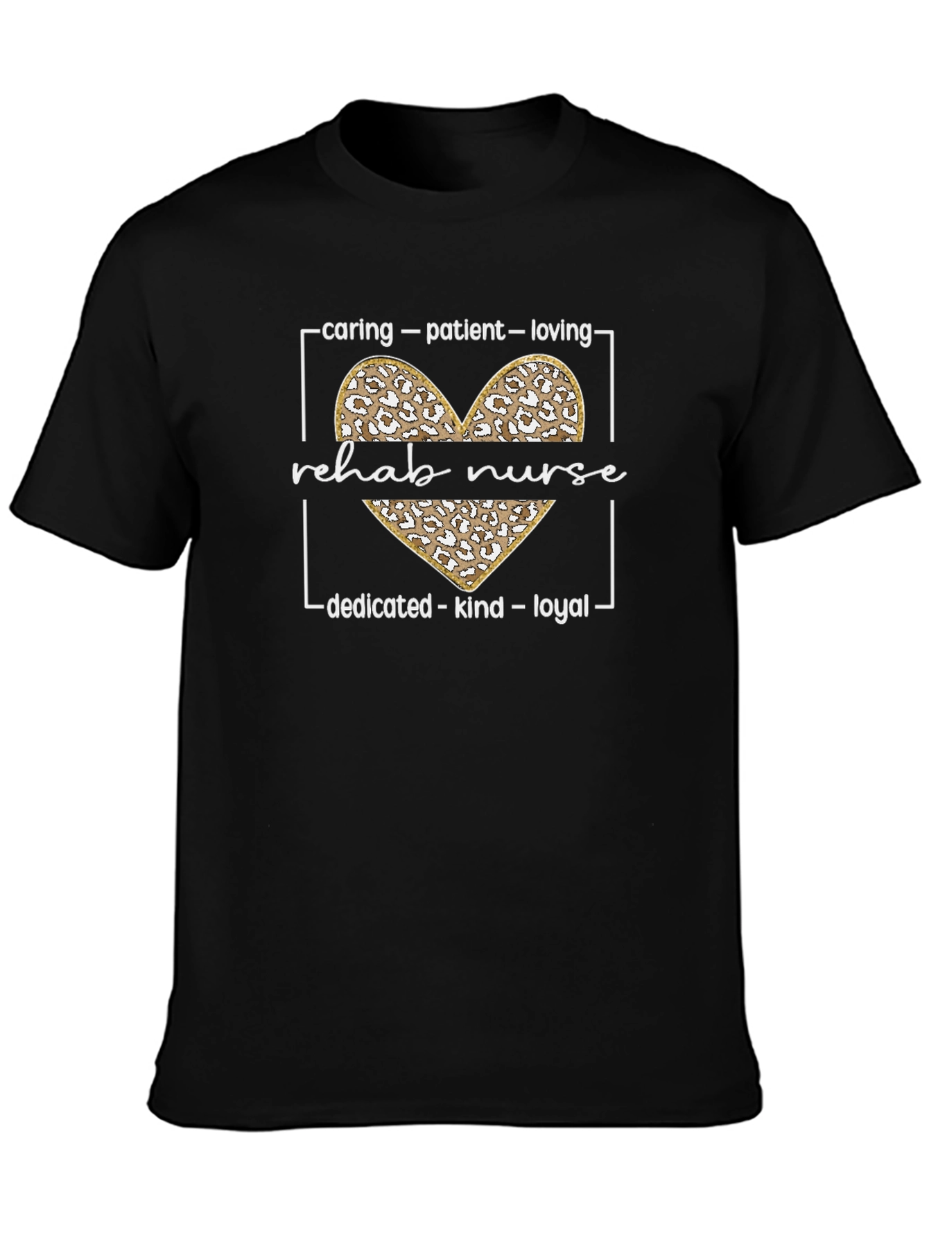 Rehab Nurse Leopard Heart Graphic T-Shirt