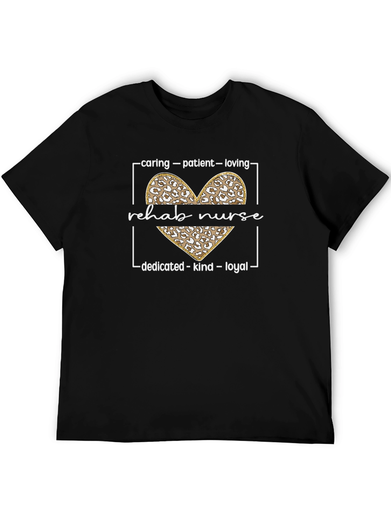 Rehab Nurse Leopard Heart Graphic T-Shirt