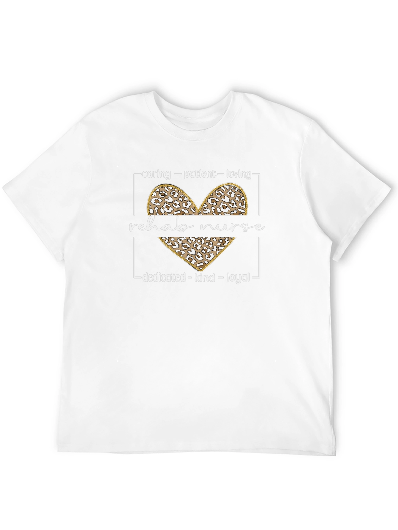 Rehab Nurse Leopard Heart Graphic T-Shirt