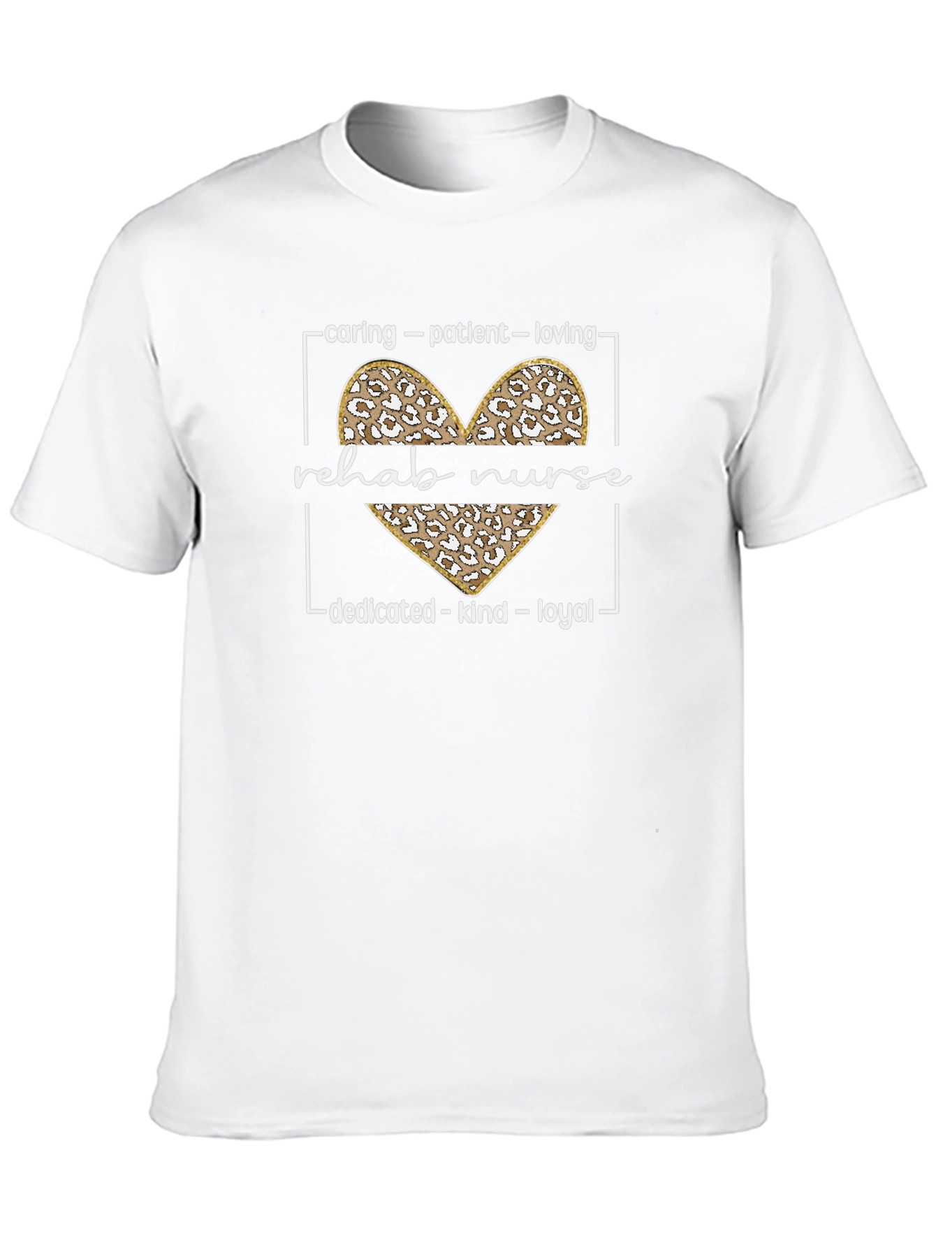 Rehab Nurse Leopard Heart Graphic T-Shirt