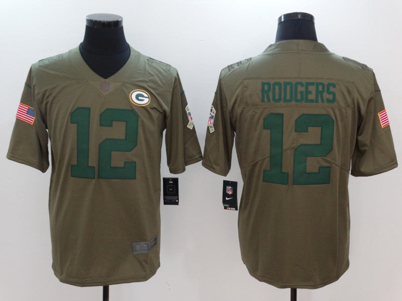 Men's Green Bay Packers Aaron Rodgers #12 Brown Player Jerseys