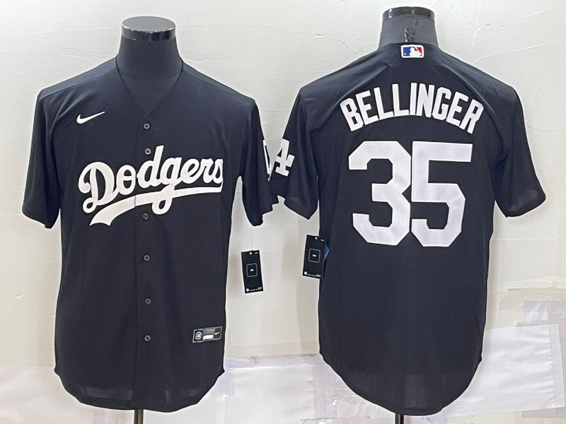 Men's Los Angeles Dodgers Cody Bellinger #35 Black Replica Baseball Jerseys