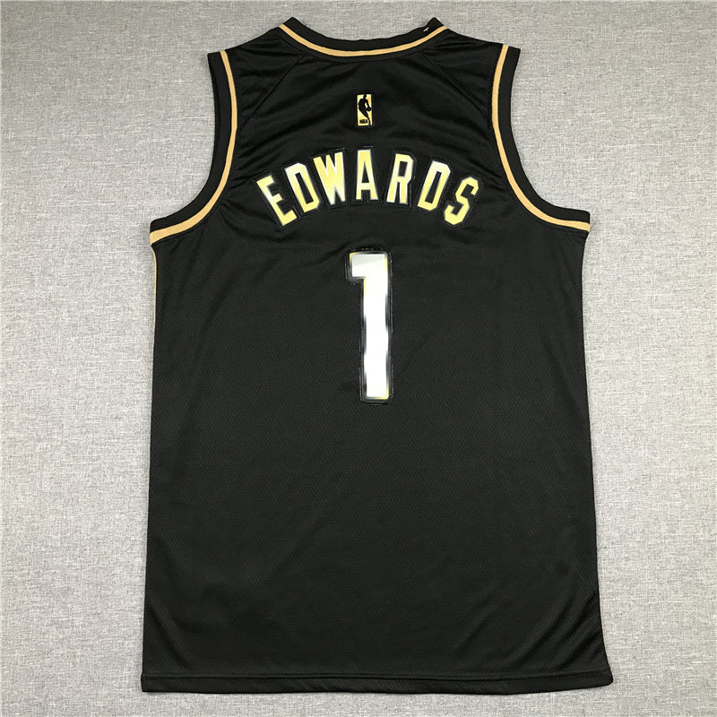 Men's Minnesota Timberwolves Anthony Edwards #1 Black Swingman Jerseys