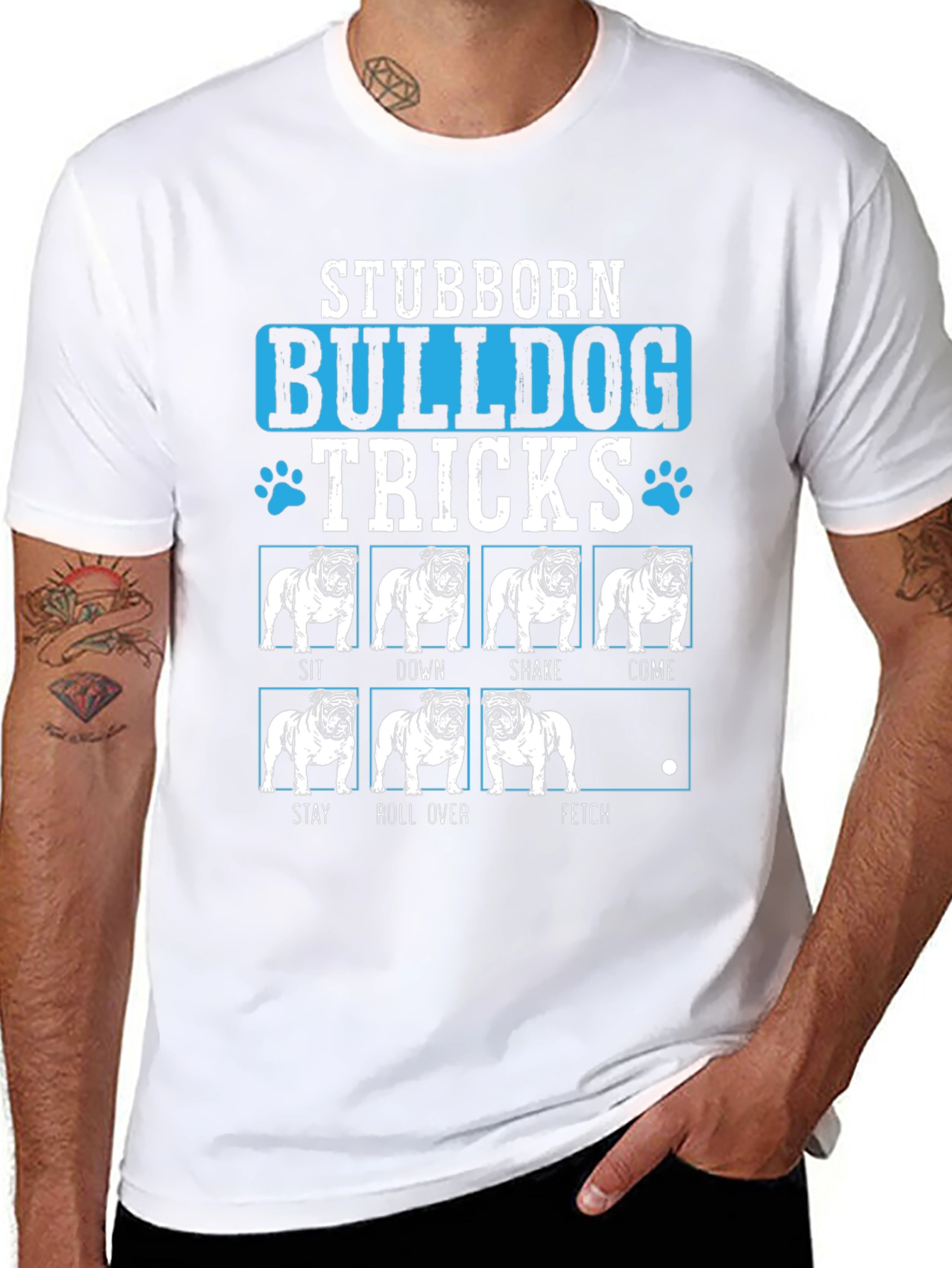 Stubborn Bulldog Tricks Graphic T-Shirt