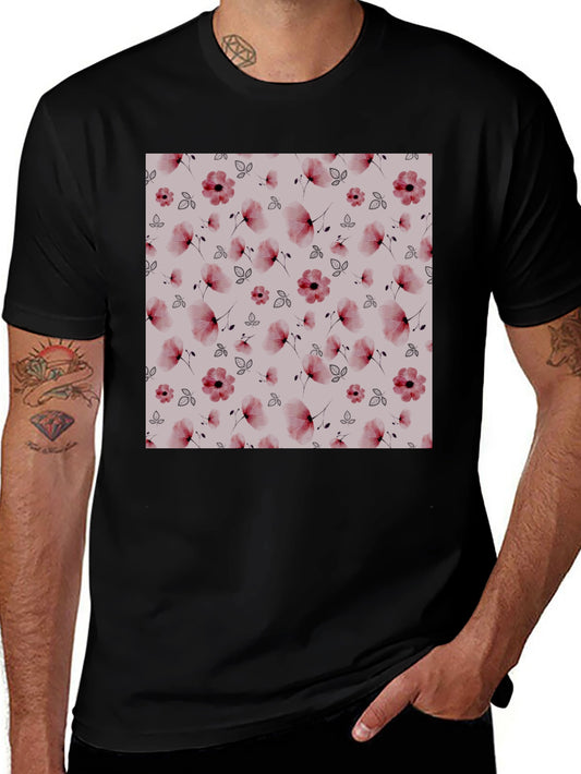 Floral Print Black T-Shirt - Casual Style