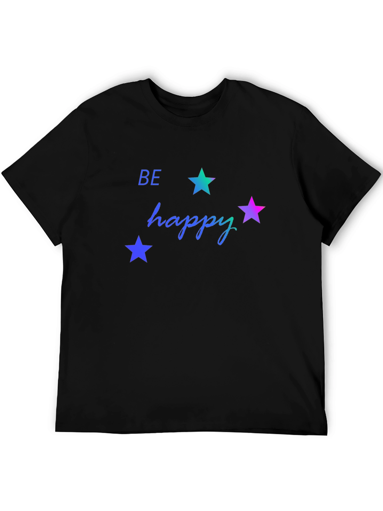 Be Happy Star Graphic Black Tee