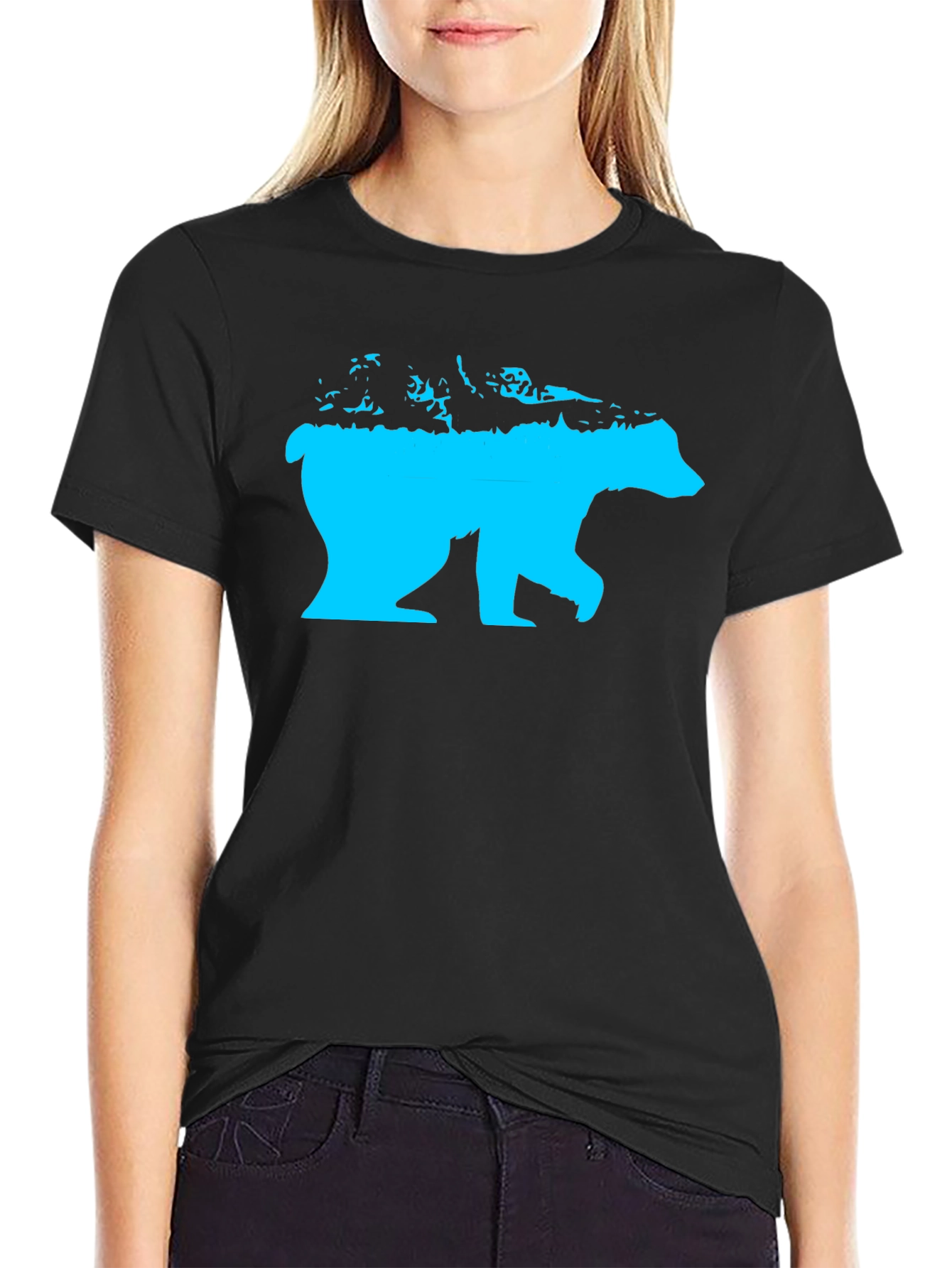 Bear Silhouette Graphic Tee - Mens Black T-Shirt