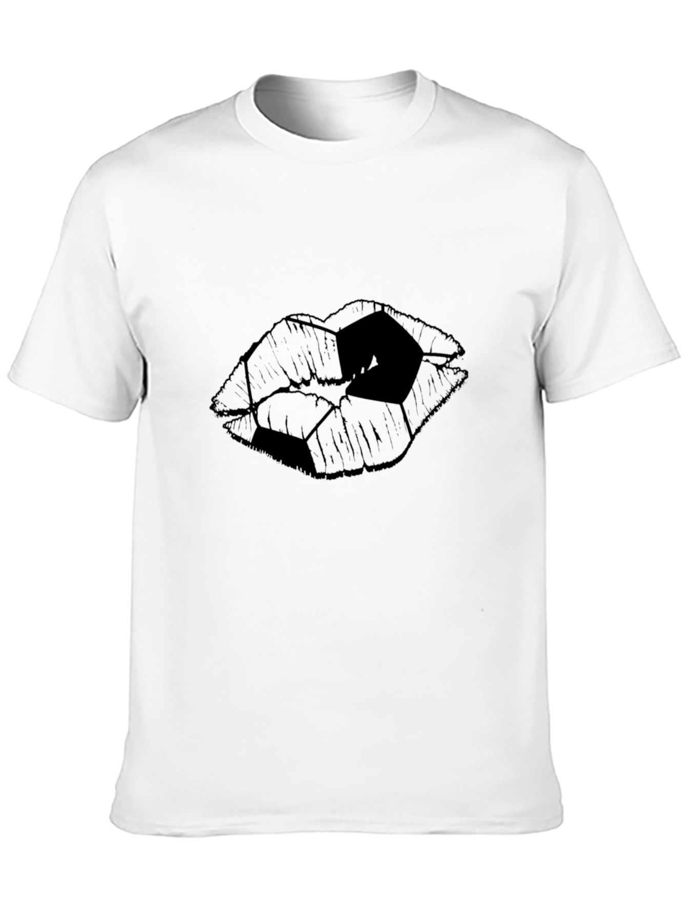 Abstract Lips Graphic Tee - Modern Black T-Shirt