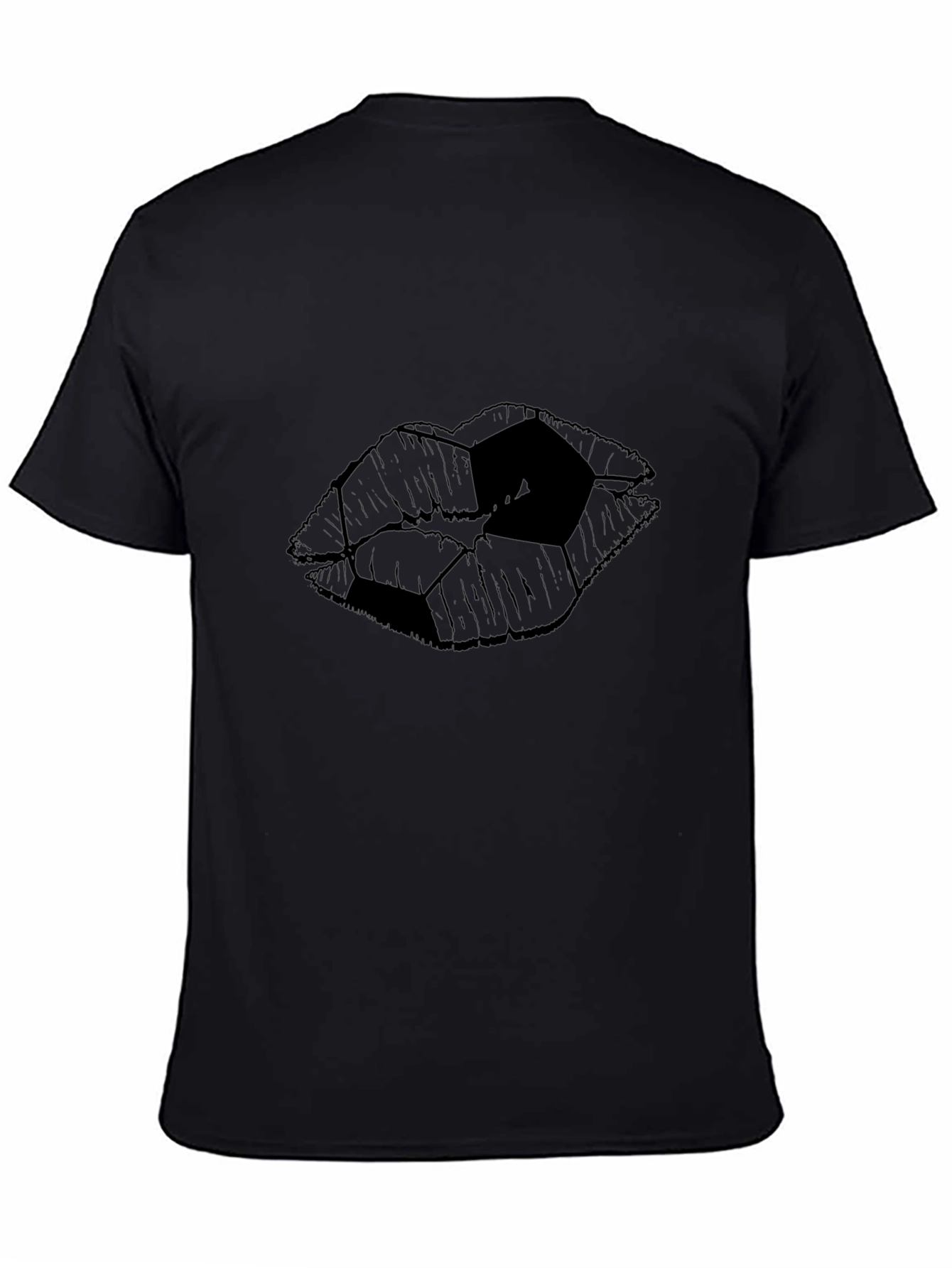 Abstract Lips Graphic Tee - Modern Black T-Shirt