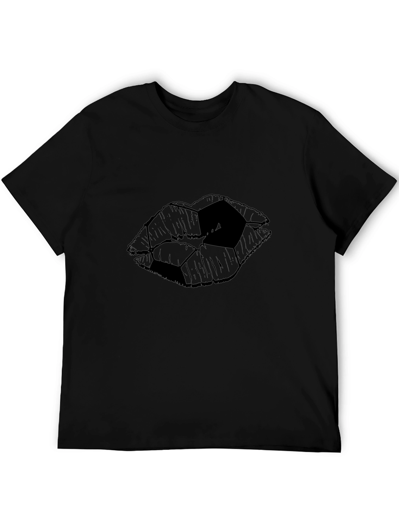 Abstract Lips Graphic Tee - Modern Black T-Shirt