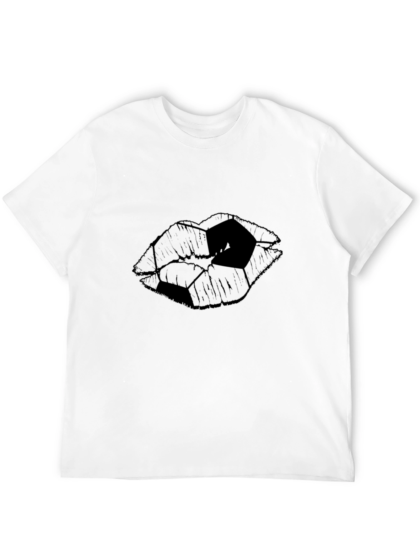 Abstract Lips Graphic Tee - Modern Black T-Shirt