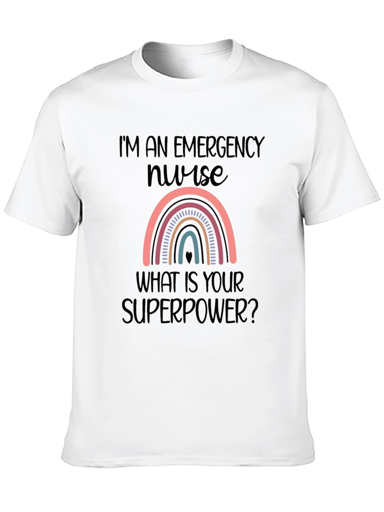 Emergency Nurse Superpower Rainbow Graphic T-Shirt