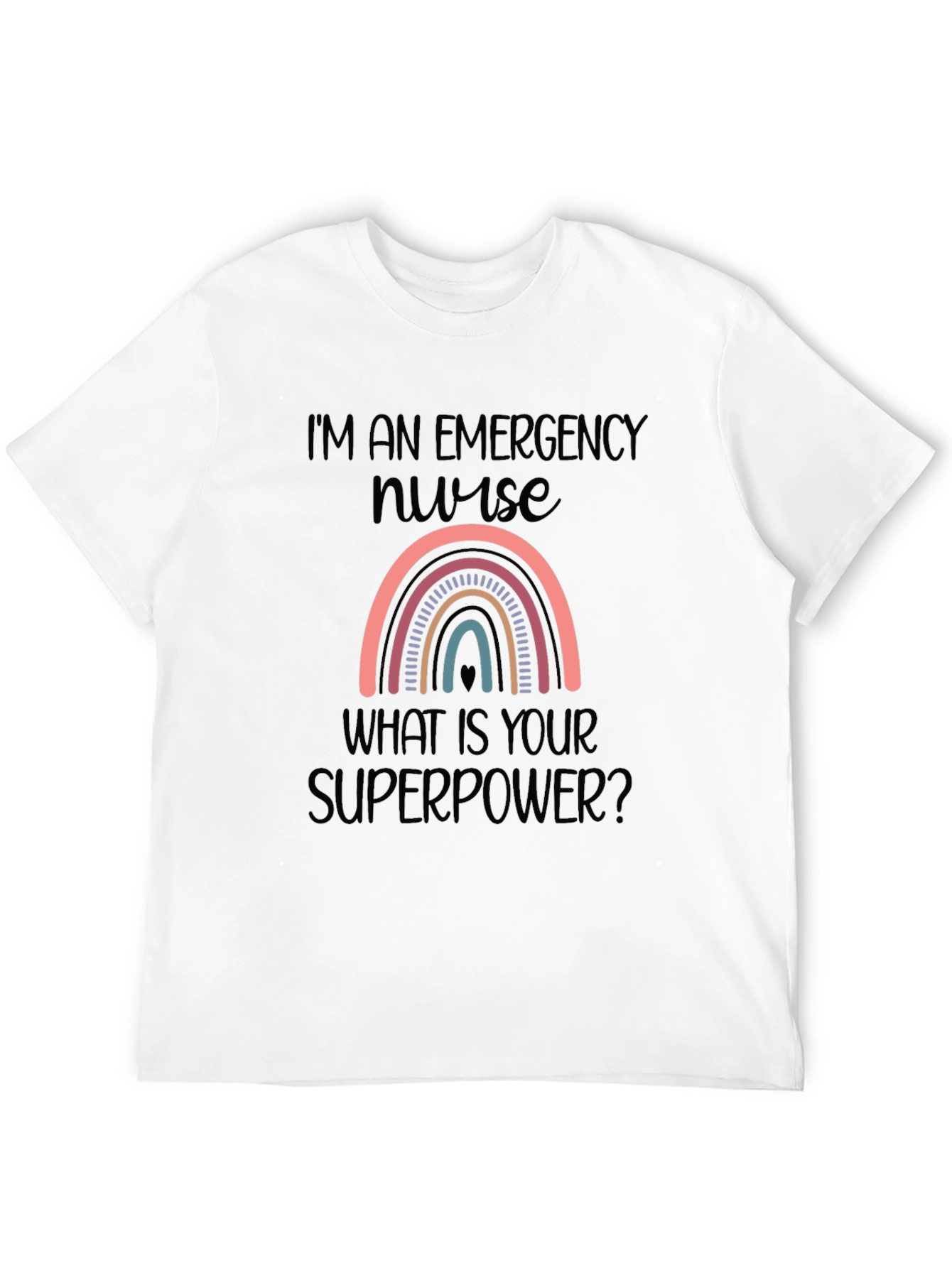 Emergency Nurse Superpower Rainbow Graphic T-Shirt