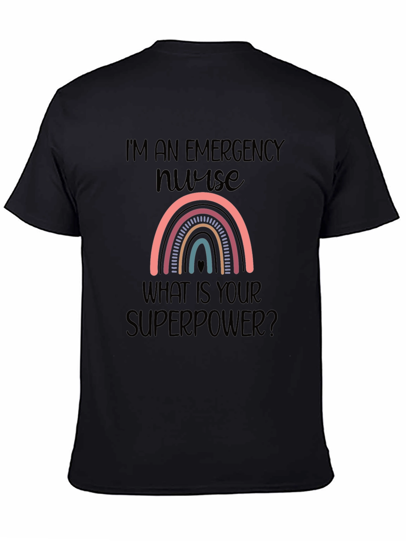 Emergency Nurse Superpower Rainbow Graphic T-Shirt
