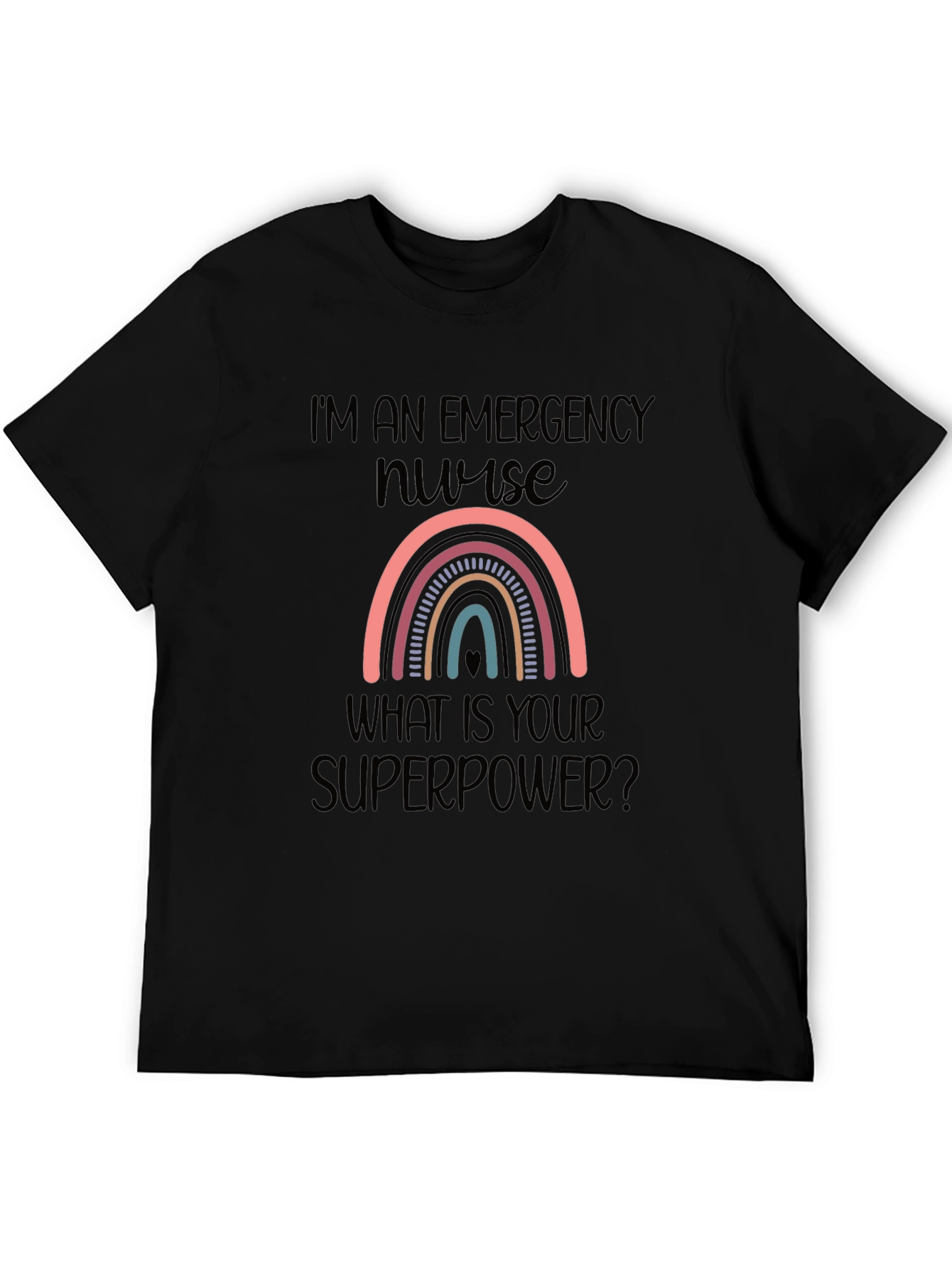 Emergency Nurse Superpower Rainbow Graphic T-Shirt