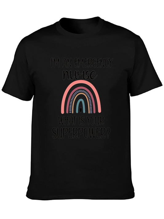 Emergency Nurse Superpower Rainbow Graphic T-Shirt