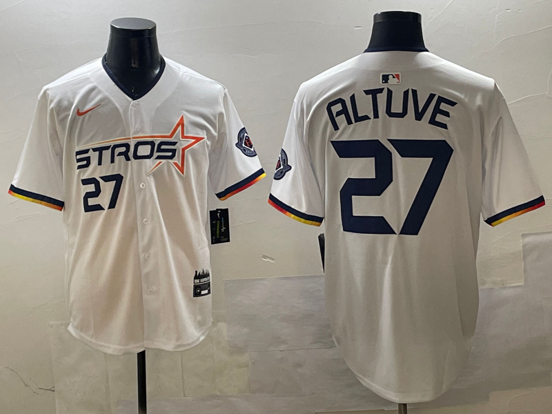 Men's Houston Astros Jose Altuve #27 White 2025 City Connect Limited Player Jerseys