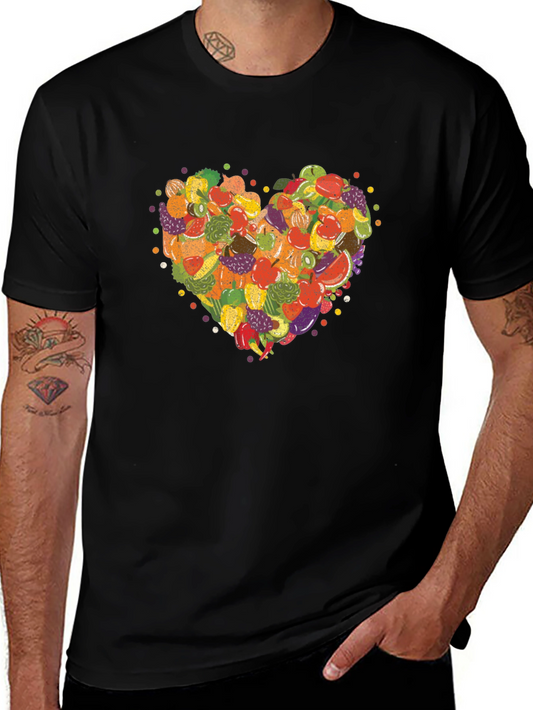 Fruit & Veggie Heart Graphic T-Shirt
