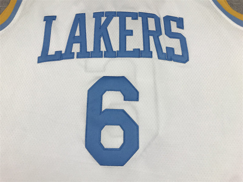 Men's Los Angeles Lakers LeBron James #6 White 2022/23 Swingman Jerseys - Classic Edition
