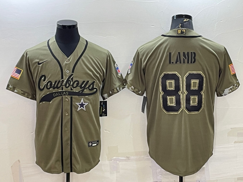 Men's Dallas Cowboys CeeDee Lamb #88 Olive 2022 Salute To Service Limited Jerseys Joint Edition
