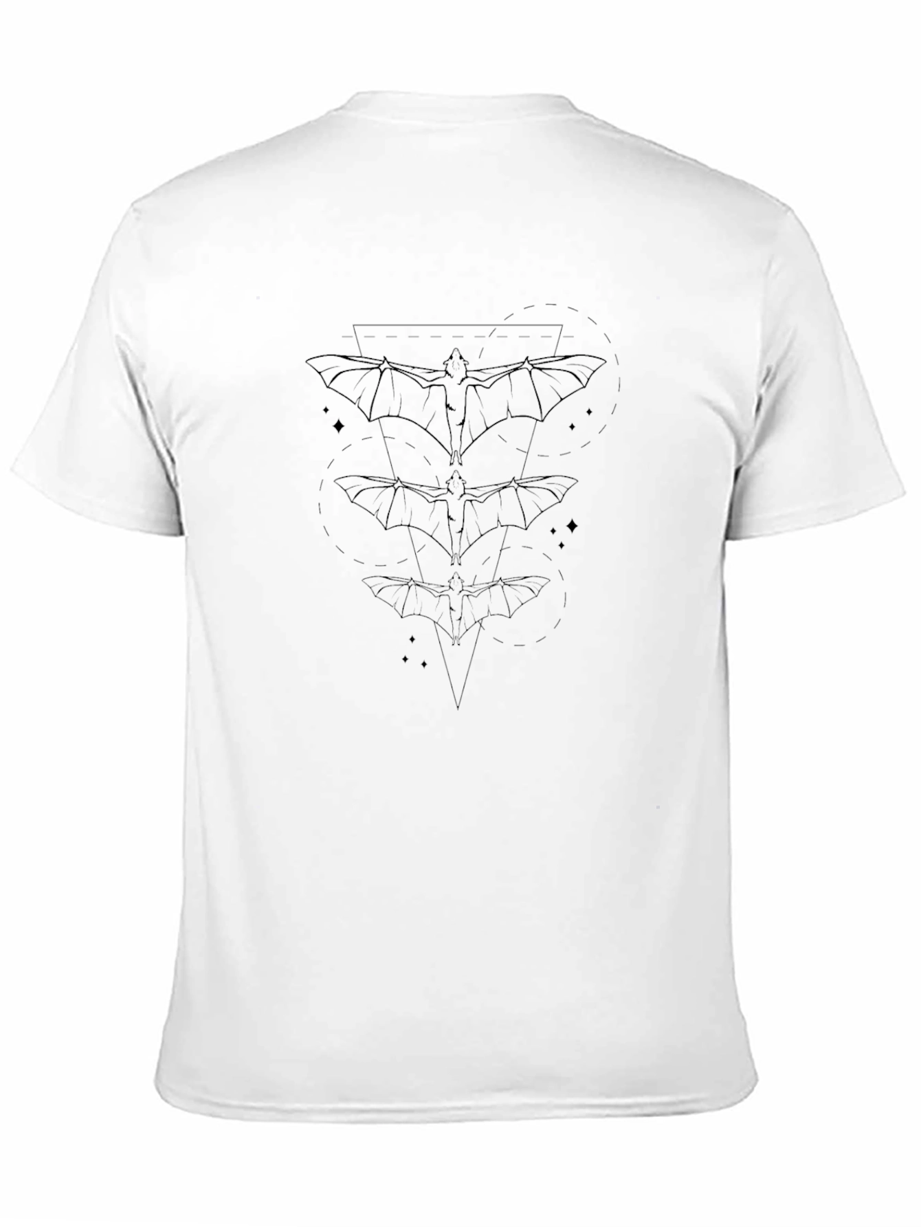 Geometric Bat Graphic Print Mens Black T-Shirt
