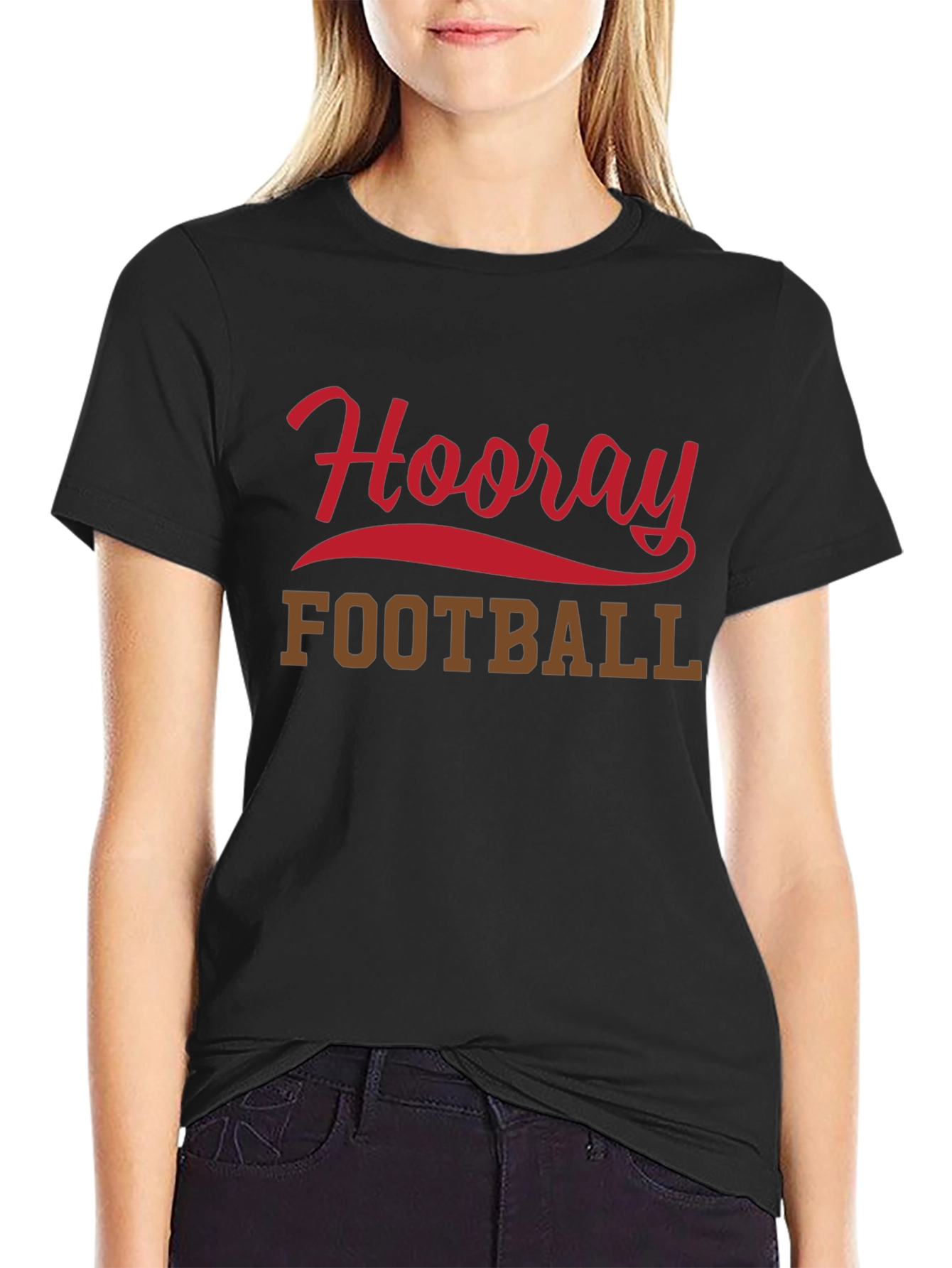 Hooray Football T-Shirt Black Short Sleeve Tee