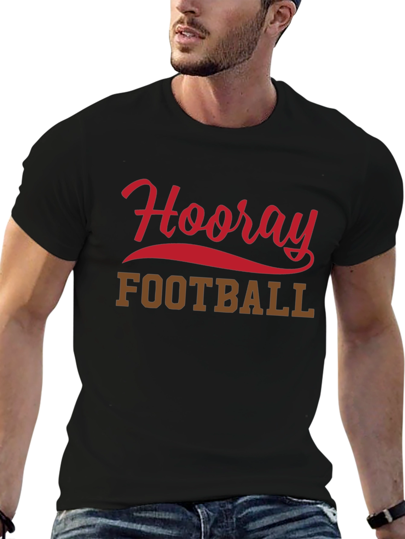 Hooray Football T-Shirt Black Short Sleeve Tee