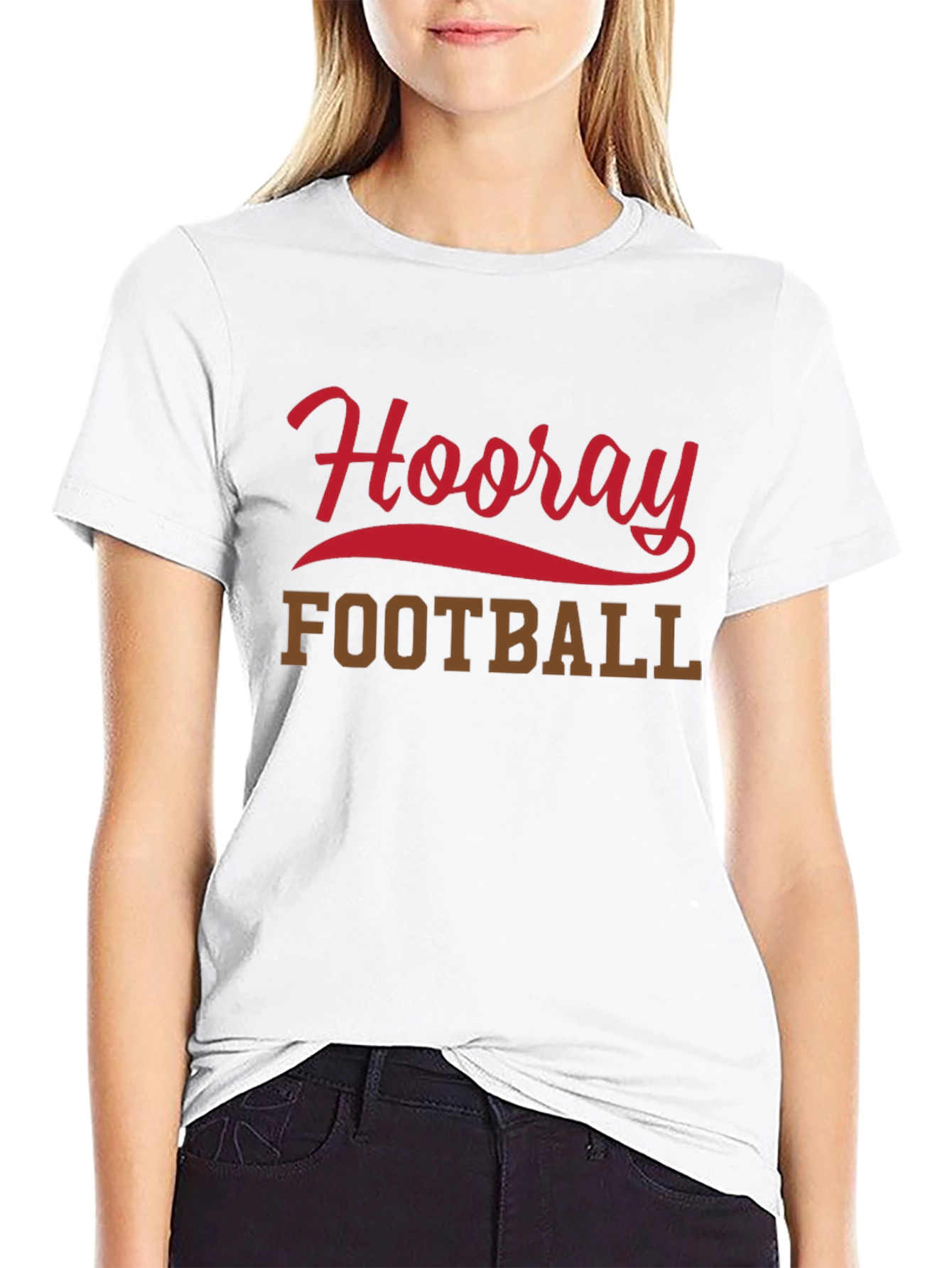 Hooray Football T-Shirt Black Short Sleeve Tee
