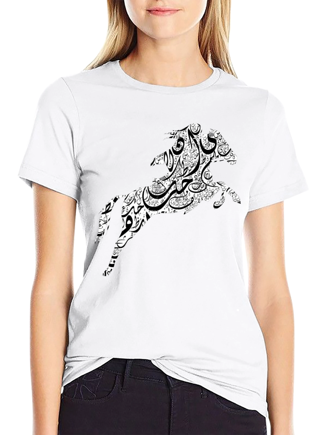 Arabic Horse Graphic T-Shirt - Black Cotton Tee
