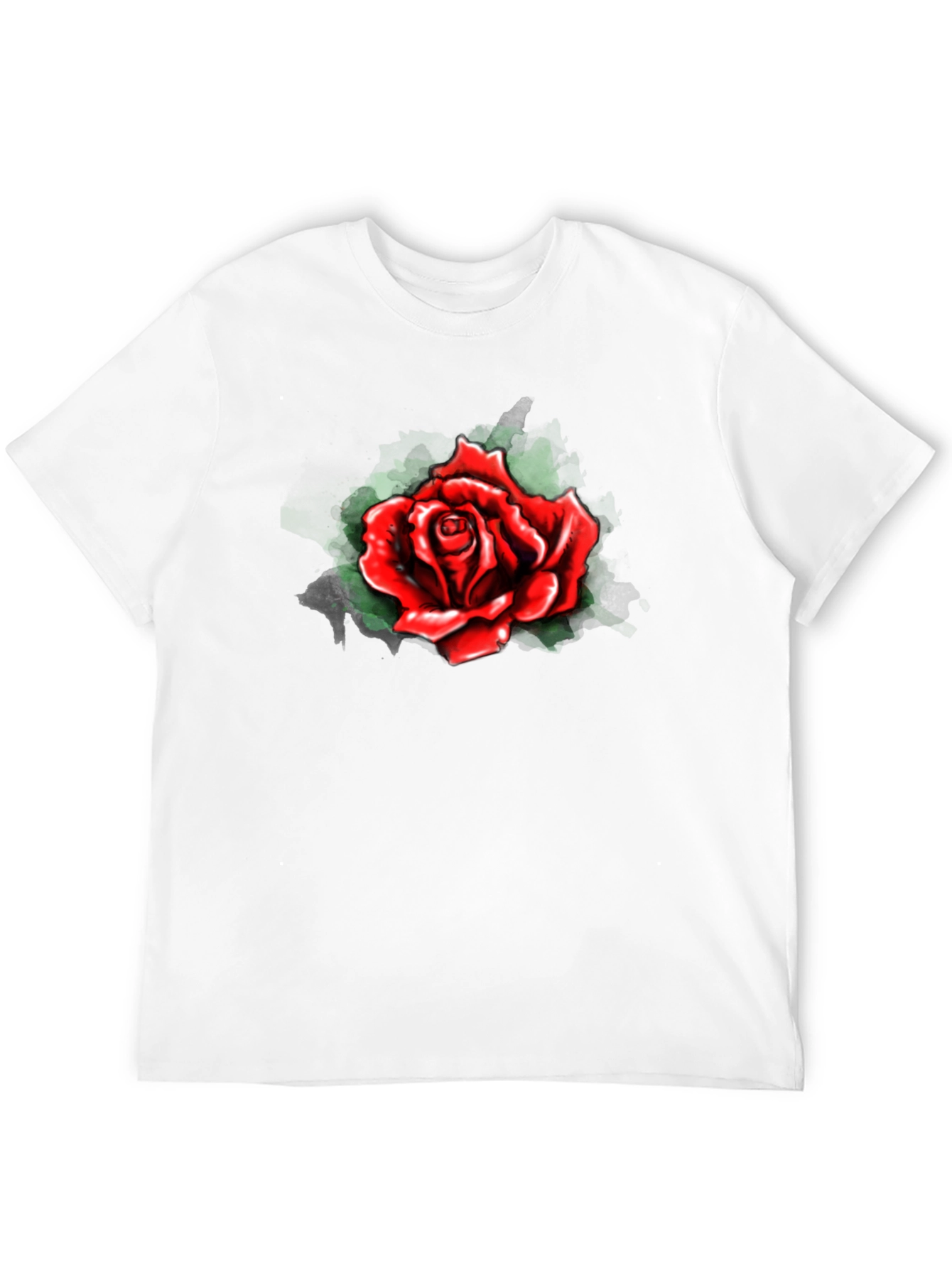 Red Rose Graphic Print Black T-Shirt