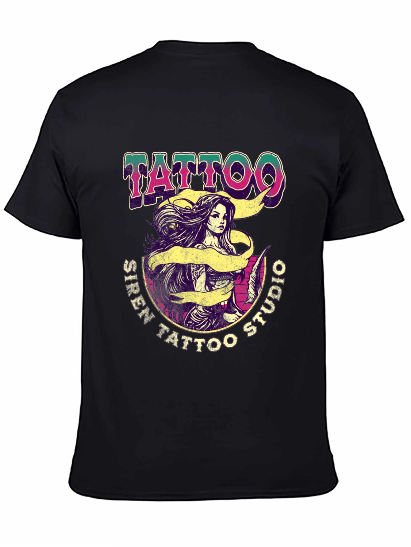 Siren Tattoo Studio Black Graphic Tee