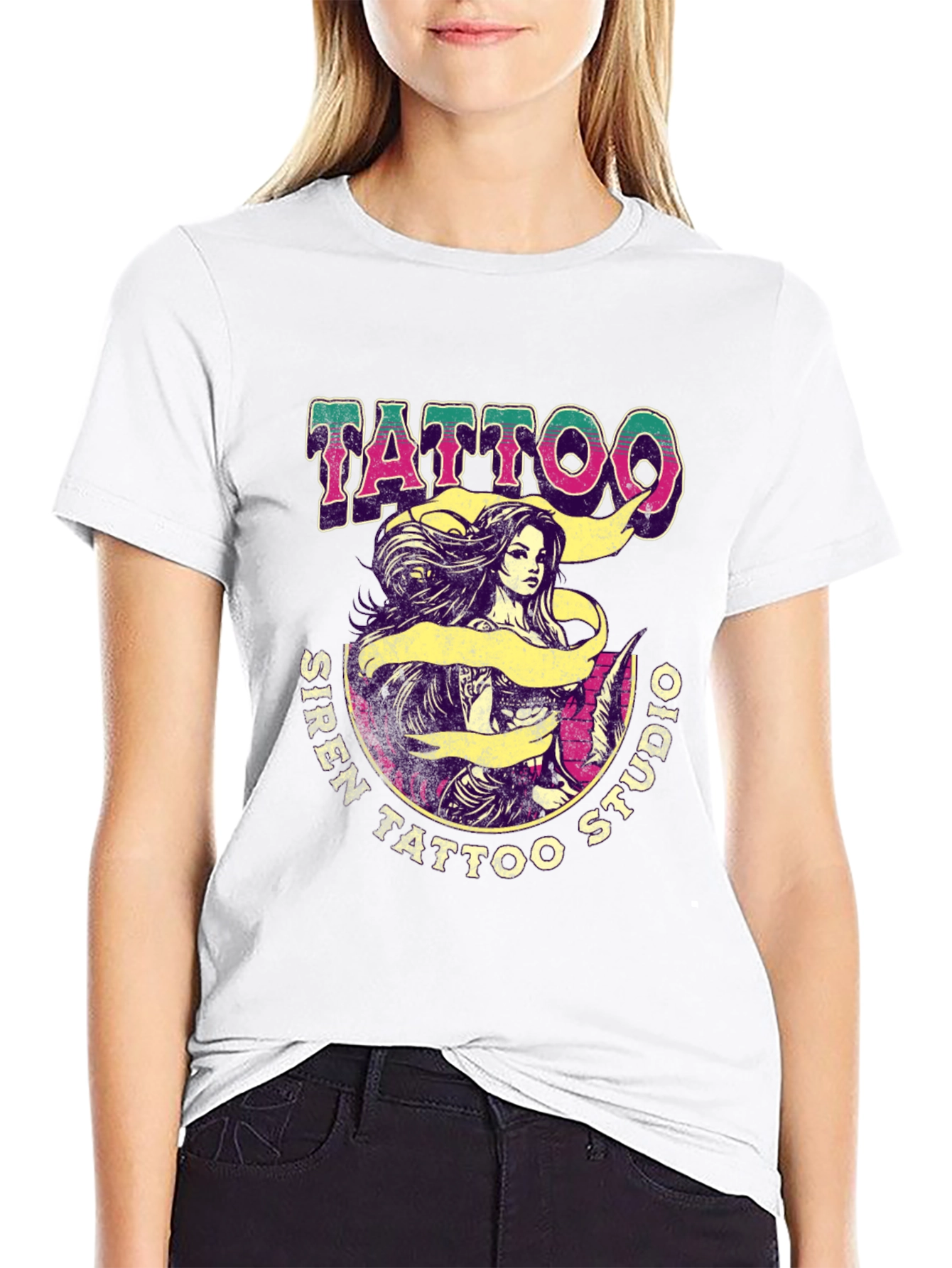 Siren Tattoo Studio Black Graphic Tee