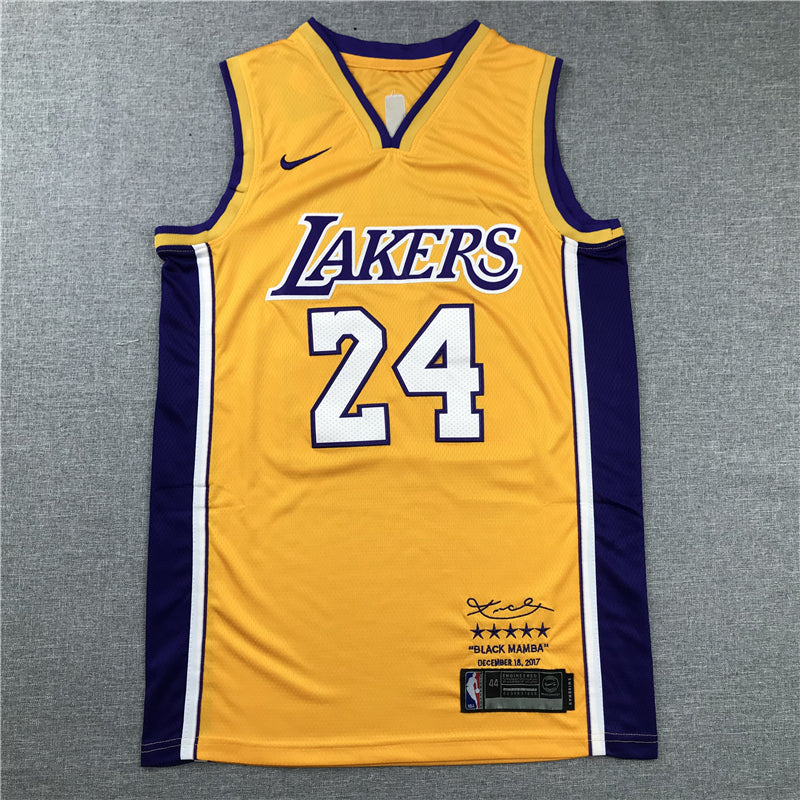 Men's Los Angeles Lakers Kobe Bryant #24 NBA Yellow Jerseys - Retired Edition