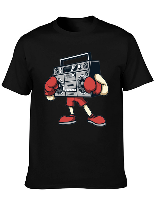 Boombox Boxing Graphic Tee - Retro Radio T-Shirt