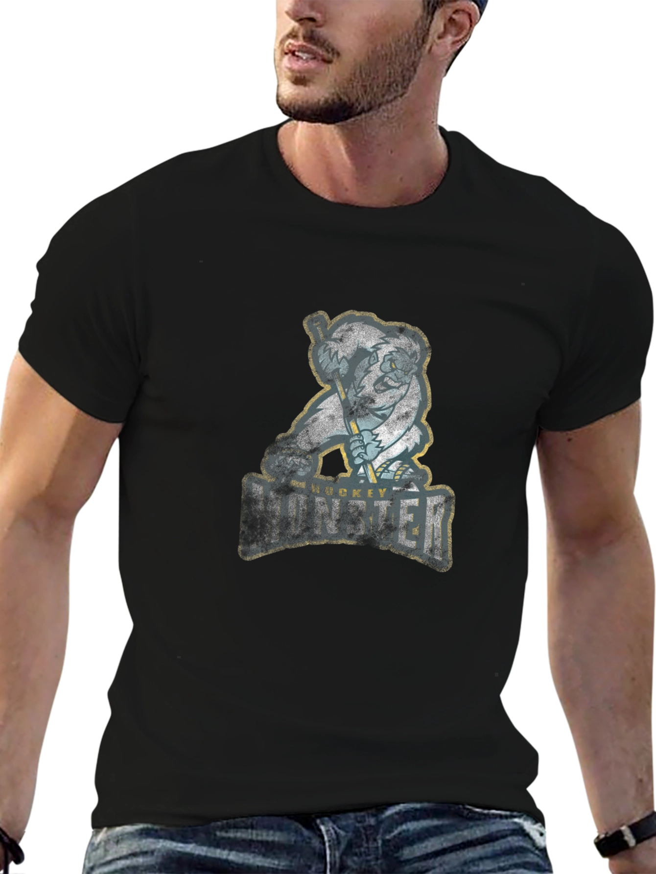 Hockey Monster Graphic Tee - Black