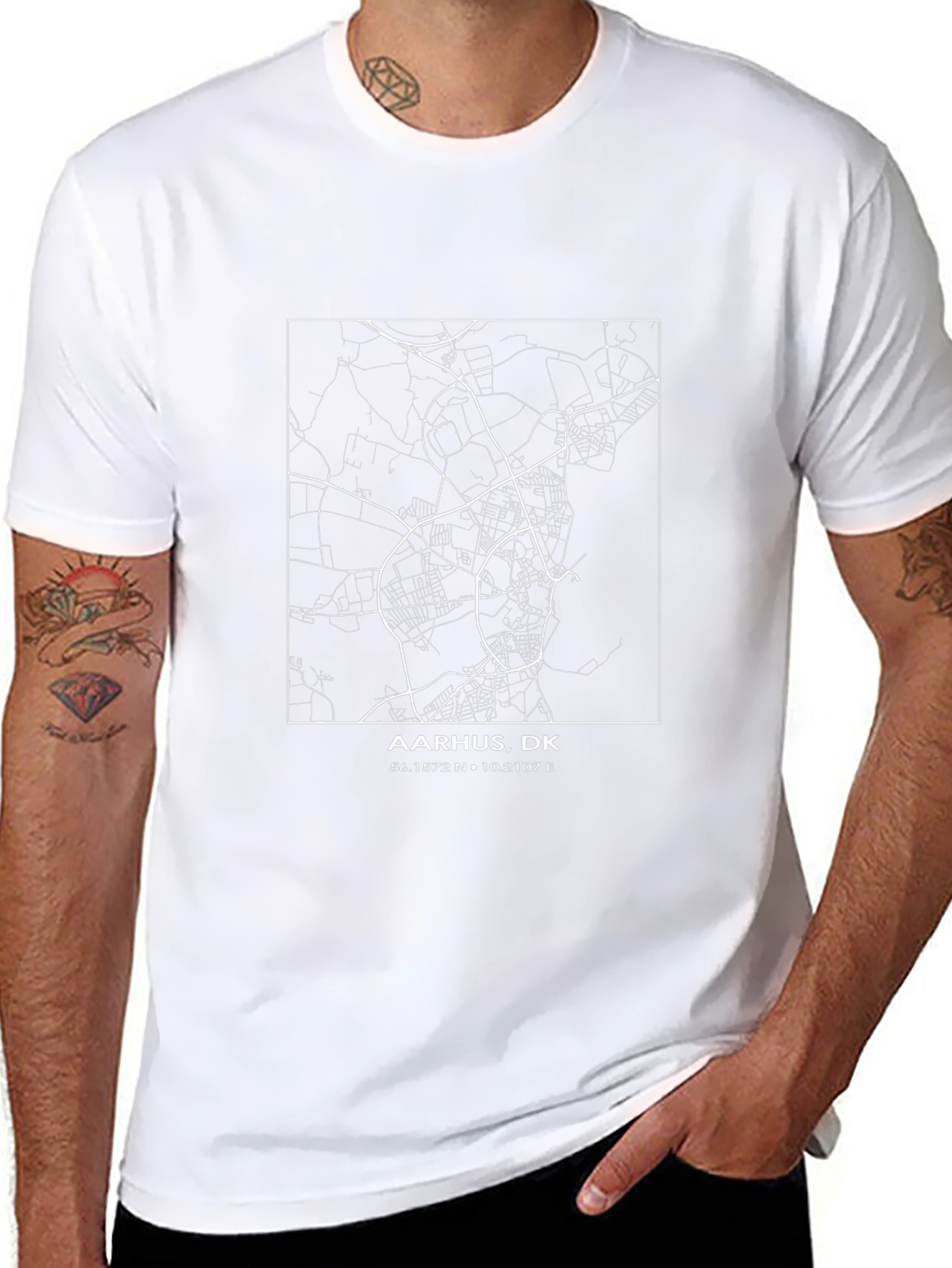 Aarhus Denmark Map T-Shirt