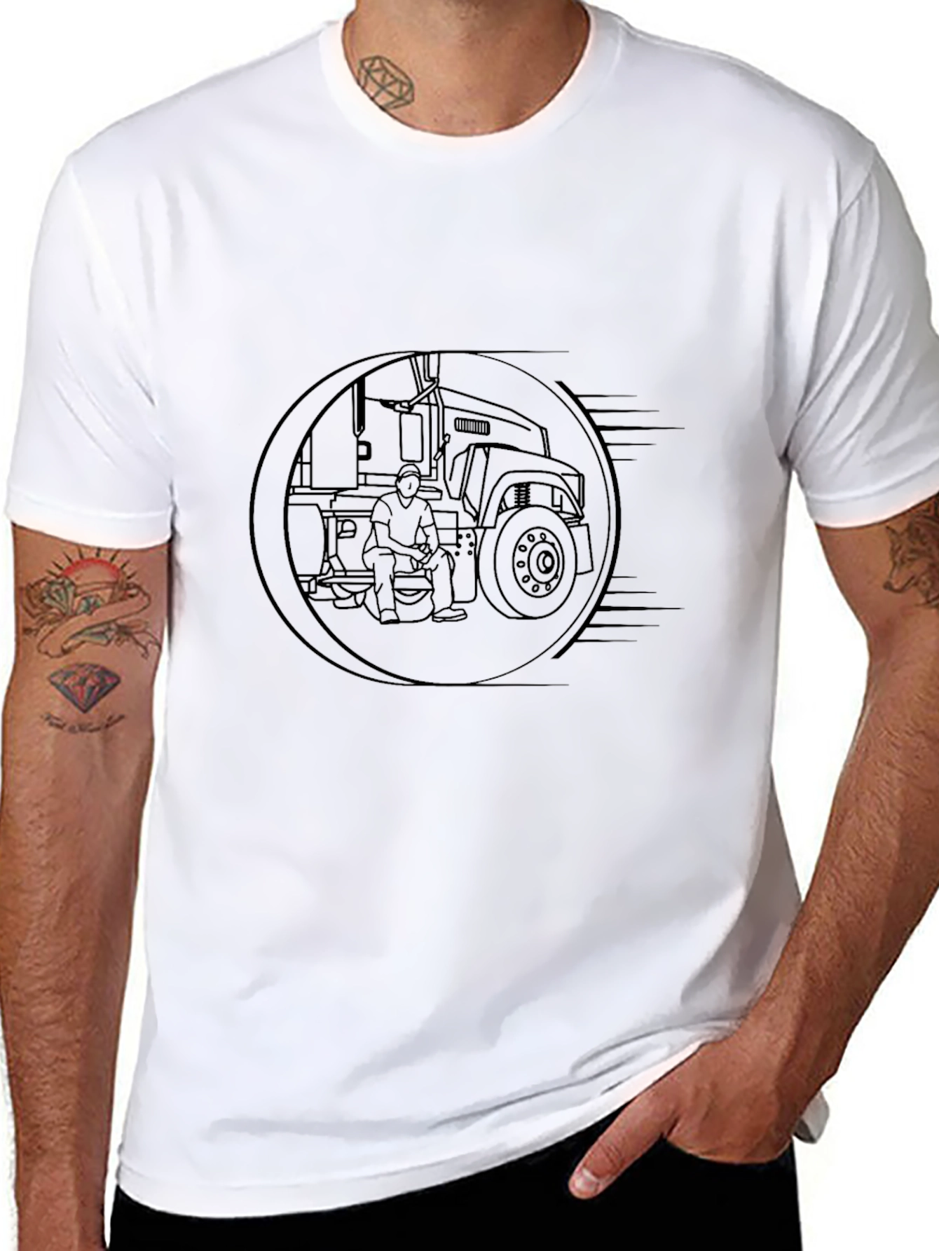 Trucker Graphic Tee - Black