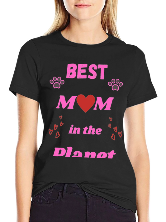 Best Mom T-Shirt - Heart & Paw Print Design