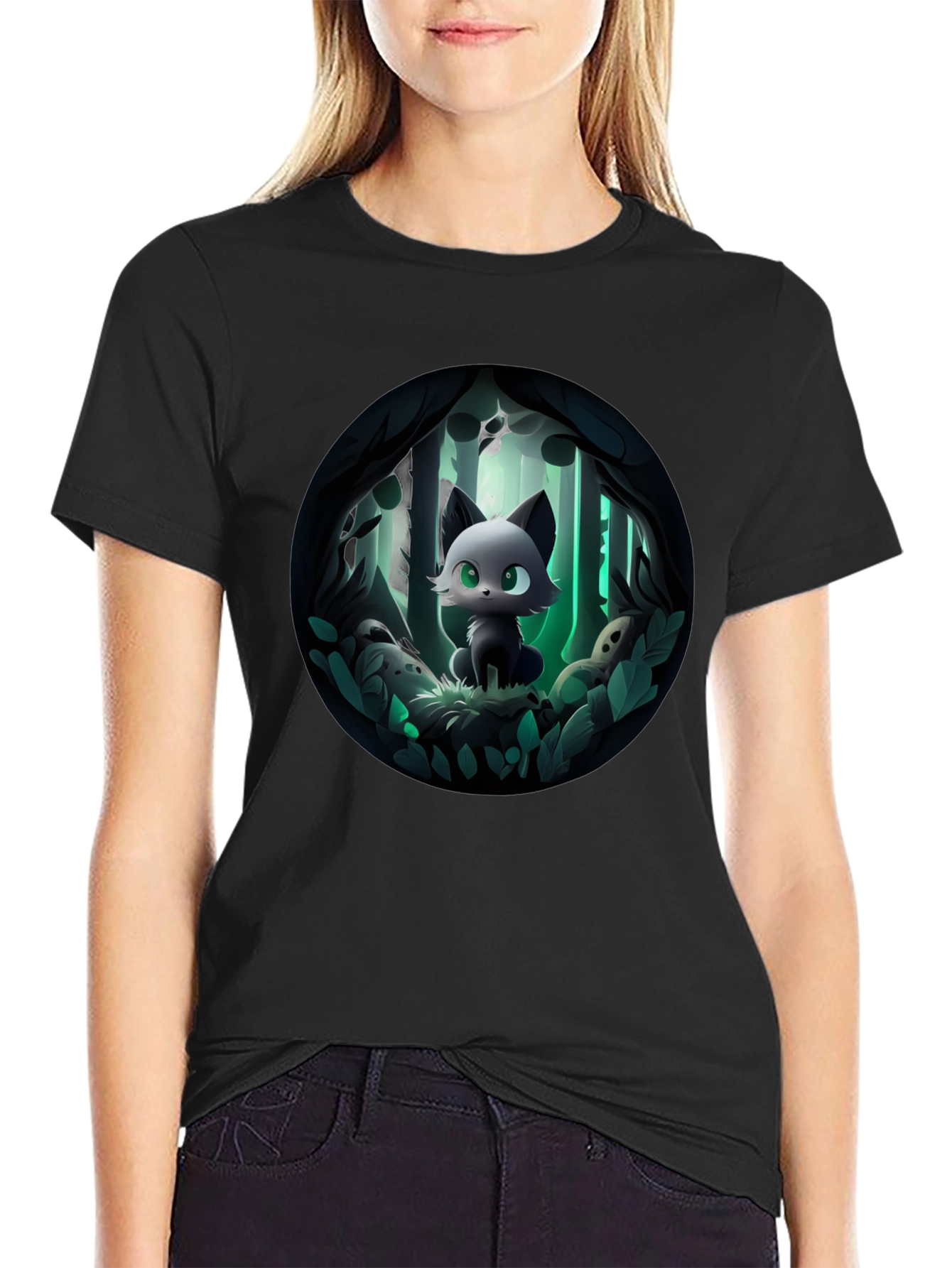 Cartoon Cat Forest T-Shirt