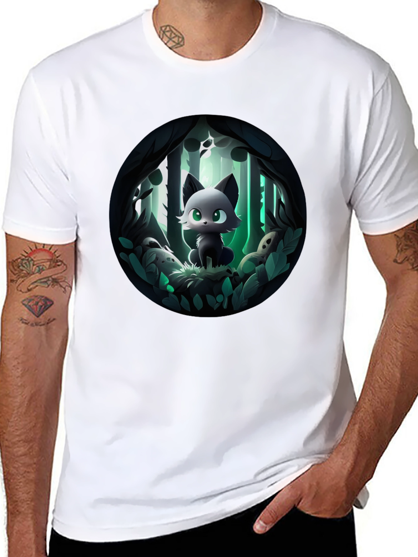 Cartoon Cat Forest T-Shirt