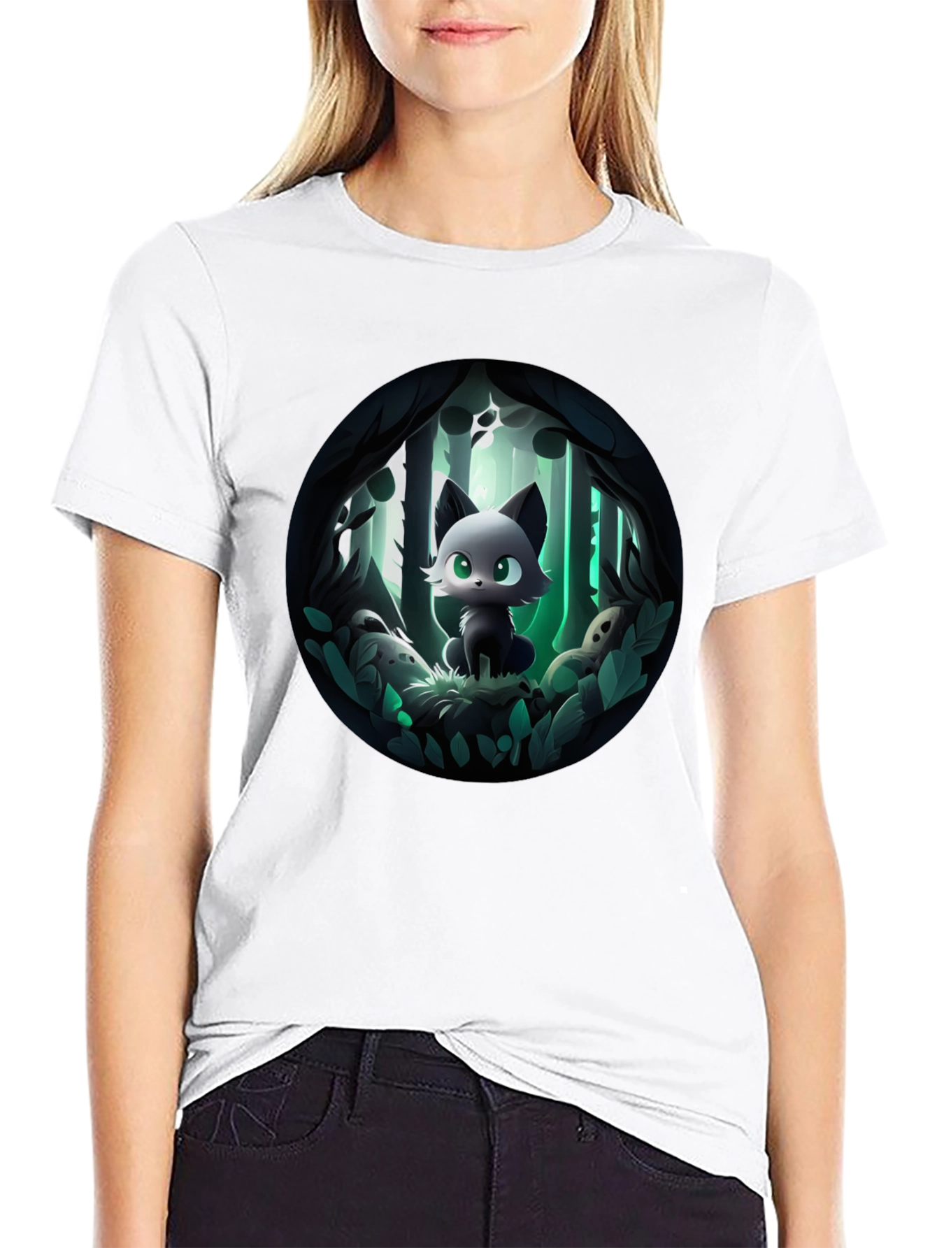 Cartoon Cat Forest T-Shirt